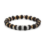 Lava en Jaspis Naam Armband - Sterling Zilver