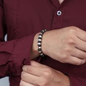 Lava en Jaspis Naam Armband - Sterling Zilver