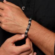 Lava Stone Evil Eye Men Name Bracelet