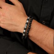 Lava Stone Evil Eye Men Name Bracelet