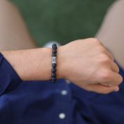 Bracelet Pierre de Lave avec Hamsa pour Homme