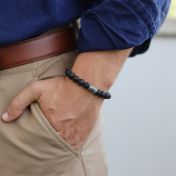 Bracelet Pierre de Lave avec Hamsa pour Homme