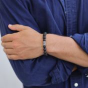 Bracelet Pierre de Lave avec Hamsa pour Homme