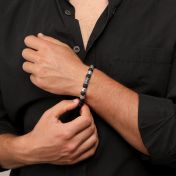 Hamsa Herrenarmband aus Lavastein mit Gravur