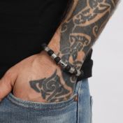 Lava Stone Evil Eye Men Name Bracelet