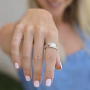 Silver ring with names and  Swarovski® crystals  - birthstones of your choice