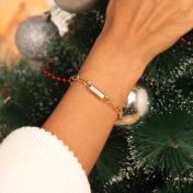 Link Chain Hexa Bar Engraved Bracelet [18K Gold Plated]