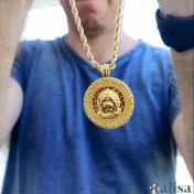 Lion Heart Name Necklace for Men - 18K Gold Plated
