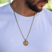 Lion Heart Name Necklace for Men - 18K Gold Plated