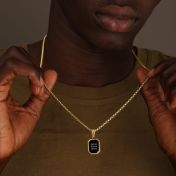 Collana Lucas da Uomo Personalizzabile in Onice Nero - Placcata Oo 18 Carati