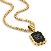 Collana Lucas da Uomo Personalizzabile in Onice Nero - Placcata Oo 18 Carati