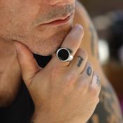 Lucas Black Onyx Men Ring - Sterling Silver