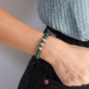 Bracelet Malachite avec Prénom pour Femme [Argent 925]