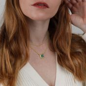 Berührung der Natur Malachit Halskette - Horizontal [750er vergoldet]