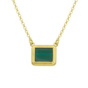 Berührung der Natur Malachit Halskette - Horizontal [750er vergoldet]