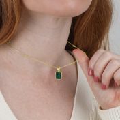 Collana Tocco della Natura di Malachite - Verticale [Placcato Oro 18kt]