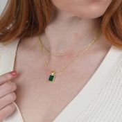 Collana Tocco della Natura di Malachite - Verticale [Placcato Oro 18kt]