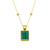 Collana Tocco della Natura di Malachite - Verticale [Placcato Oro 18kt]