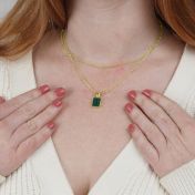 Collana Tocco della Natura di Malachite - Verticale [Placcato Oro 18kt]
