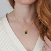 Collana Tocco della Natura di Malachite - Verticale [Placcato Oro 18kt]