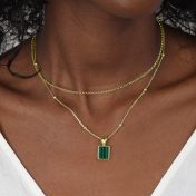 Collana Tocco della Natura di Malachite - Verticale [Placcato Oro 18kt]
