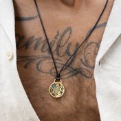 Navigator's Map Men Necklace - 18K Gold Plated / Black Cord