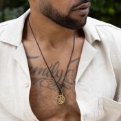 Navigator's Map Men Necklace - 18K Gold Plated / Black Cord