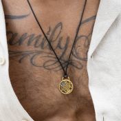 Navigator's Map Men Necklace - 18K Gold Plated / Black Cord