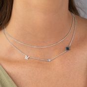Maria Diamond Initial Necklace with Nano Bible [Sterling Silver]