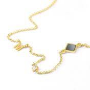 Collier Maria Diamant Initiale avec Nano Bible - Plaqué Or 18ct