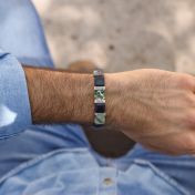 Bracelet Mat Onyx et Coquilles d'Ormeau avec Noms pour Homme