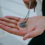 Collier Boussole avec Coordonnées - Argent 925