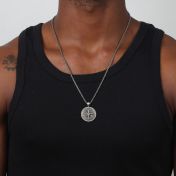 Gegraveerde Familie Kompas Ketting voor Mannen - Sterling Zilver