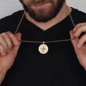 Family Compass Men Engraved Necklace - 18K Gold Plated