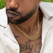 Cuban Link Chain Name Necklace with Black Diamond [18K Gold Plated]