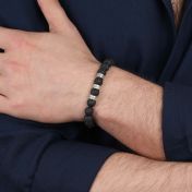 Namensarmband aus Lavastein für Herren