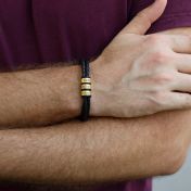Men Separated Name Black Bracelet [18K Gold Vermeil]