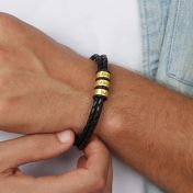 Men Separated Name Black Bracelet [18K Gold Vermeil]