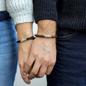 Family Name Bracelet for Women - Sterling Silver [Black Leather]