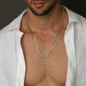 Family Anchor Cuban Link Chain Name Necklace - 18K Gold Plated