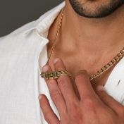 Family Anchor Cuban Link Chain Name Necklace - 18K Gold Plated