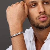 Double Chain Engraved Cuff For Men - Stainless Steel