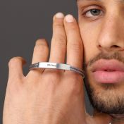 Double Chain Engraved Cuff For Men - Stainless Steel