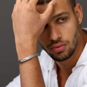 Double Chain Engraved Cuff For Men - Stainless Steel