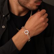 Eternity Circle Figaro Chain Bracelet [18K Gold Plated]