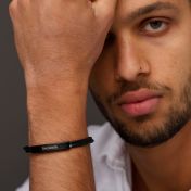 Dark Engraved Cable Cuff for Men - Stainless Steel