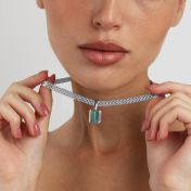 Milanese Chain Gemstone Power Statement Necklace [Sterling Silver]