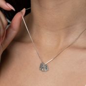 Mirella Initials Charm Diamond Necklace [Sterling Silver]