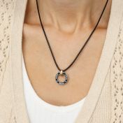 Mother's Circle Name Necklace [18K Gold Vermeil / Black Cord]