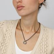 Mother's Circle Name Necklace [18K Gold Vermeil / Black Cord]